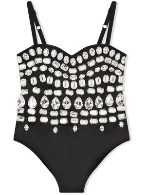 Dolce & Gabbana Kids crystal-embellished sleeveless bodysuit - Black