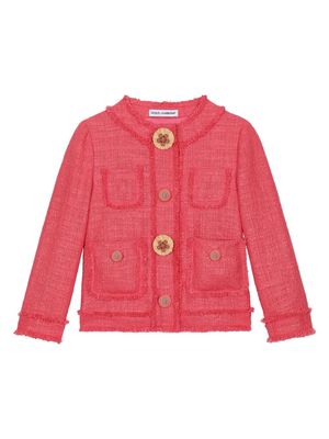 Dolce & Gabbana Kids crystal-embellished tweed jacket - Pink