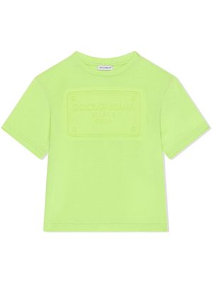 Dolce & Gabbana Kids debossed-logo crew-neck T-shirt - Green