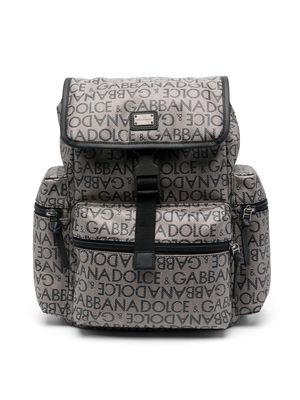 Dolce & Gabbana Kids debossed logo-print backpack - Brown