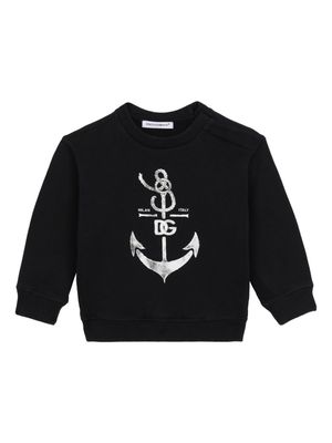 Dolce & Gabbana Kids DG anchor-print cotton sweatshirt - Black