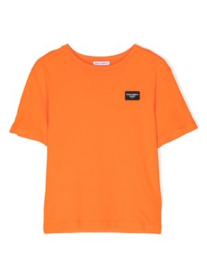 Dolce & Gabbana Kids DG-appliqué cotton T-shirt - Orange