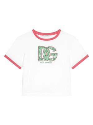 Dolce & Gabbana Kids DG-appliqué cotton T-shirt - White