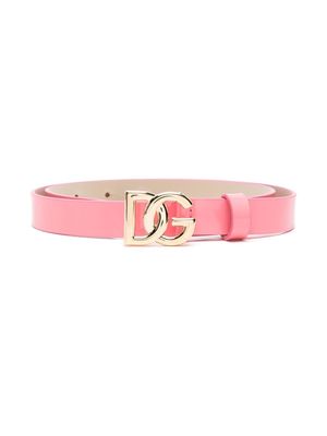 Dolce & Gabbana Kids DG-buckle patent-leather belt - Pink