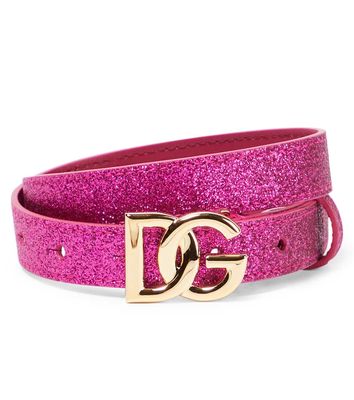 Dolce & Gabbana Kids DG glitter leather belt