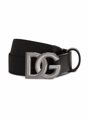 Dolce & Gabbana Kids DG-logo buckle belt - Black