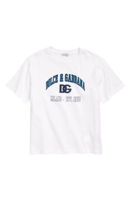 Dolce & Gabbana Kids' DG Logo Cotton Graphic Tee in Opticalwht
