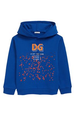 Dolce & Gabbana Kids' DG Logo Cotton Hoodie in Drkbluette