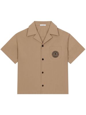 Dolce & Gabbana Kids DG logo-embroidered cotton shirt - Brown