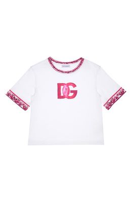 Dolce & Gabbana Kids' DG Logo Graphic T-Shirt in Fuchsia Multiprint