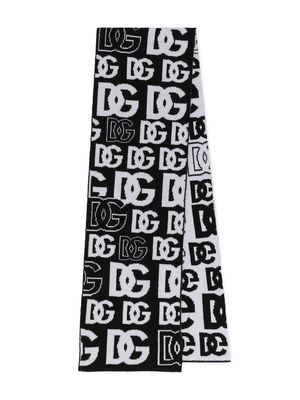 Dolce & Gabbana Kids DG logo jacquard knit scarf - Black