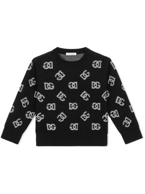 Dolce & Gabbana Kids DG logo jacquard wool jumper - Black