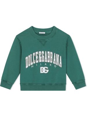 Dolce & Gabbana Kids DG logo patch crewneck - Green
