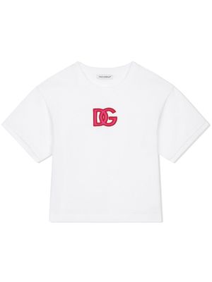 Dolce & Gabbana Kids DG logo patch jersey T-shirt - White