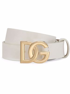 Dolce & Gabbana Kids DG-logo patent leather belt - White