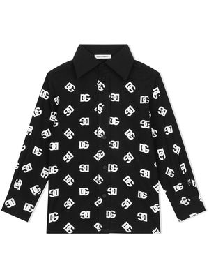 Dolce & Gabbana Kids DG logo-print cotton shirt - Black