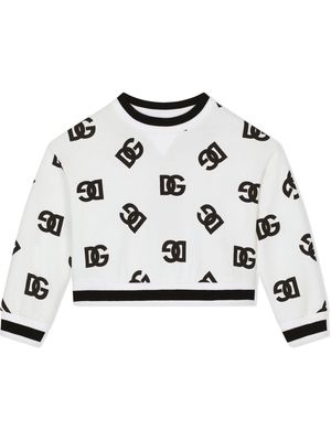 Dolce & Gabbana Kids DG-logo round-neck sweatshirt - White