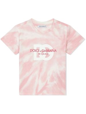 Dolce & Gabbana Kids DG logo tie-dye T-shirt - Pink