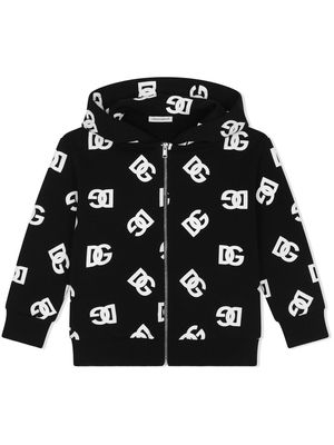 Dolce & Gabbana Kids DG-logo zip-up hoodie - Black