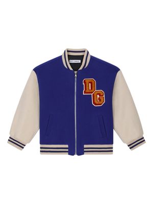 Dolce & Gabbana Kids DG Mascot-patch bomber jacket - Blue