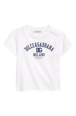 Dolce & Gabbana Kids' DG Milano Logo Cotton Graphic Tee in Whtprtblue