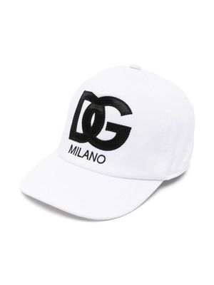 Dolce & Gabbana Kids DG-patch cotton baseball cap - White