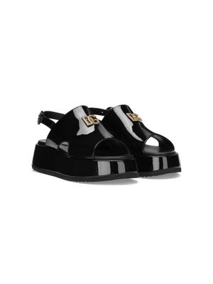 Dolce & Gabbana Kids DG patent-leather sandals - Black