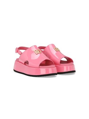 Dolce & Gabbana Kids DG patent-leather sandals - Pink