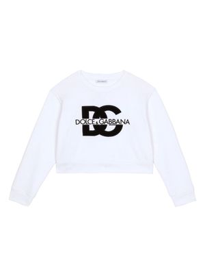 Dolce & Gabbana Kids DG-print cotton sweatshirt - White