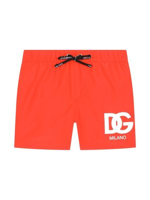 Dolce & Gabbana Kids DG-print drawstring-waist swim shorts - Orange