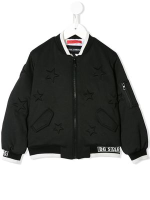 Dolce & Gabbana Kids DG star trim bomber jacket - Black