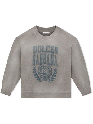 Dolce & Gabbana Kids distressed crew neck sweatshirt - Grey