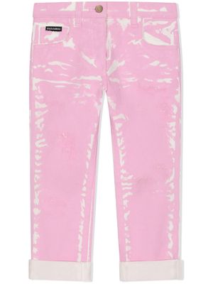Dolce & Gabbana Kids distressed straight-leg jeans - Pink