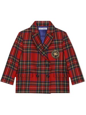 Dolce & Gabbana Kids double-breasted tartan jacket - Red
