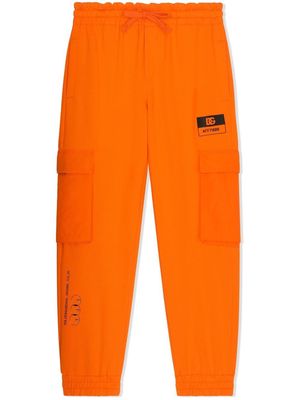 Dolce & Gabbana Kids drawstring-fastening cargo trousers - Orange