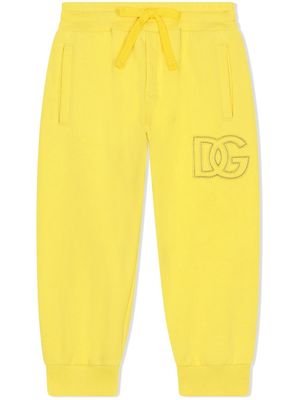 Dolce & Gabbana Kids drawstring logo-embroidered joggers - Yellow