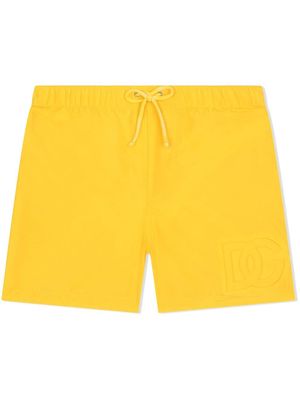 Dolce & Gabbana Kids drawstring logo-embroidered swim shorts - Yellow