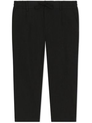 Dolce & Gabbana Kids drawstring-waist logo plaque trousers - Black