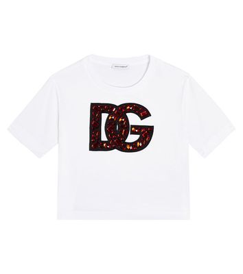 Dolce & Gabbana Kids Embellished DG logo jersey T-shirt