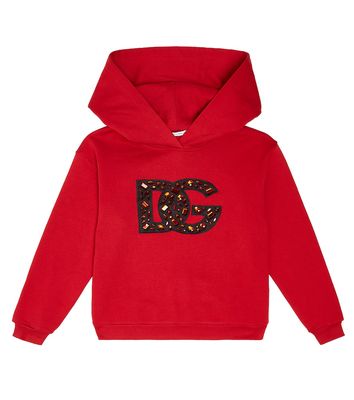Dolce & Gabbana Kids Embellished logo cotton jersey hoodie