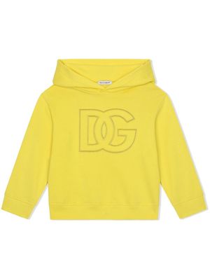 Dolce & Gabbana Kids embroidered DG hoodie - Yellow
