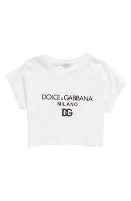 Dolce & Gabbana Kids' Embroidered Logo Graphic T-Shirt in White