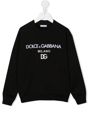 Dolce & Gabbana Kids embroidered logo jumper - Black