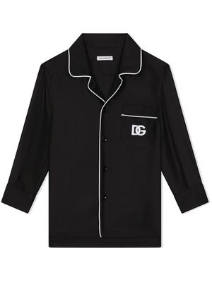 Dolce & Gabbana Kids embroidered-logo long-sleeve shirt - Black