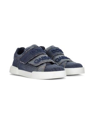 Dolce & Gabbana Kids embroidered-logo touch-strap sneakers - Blue