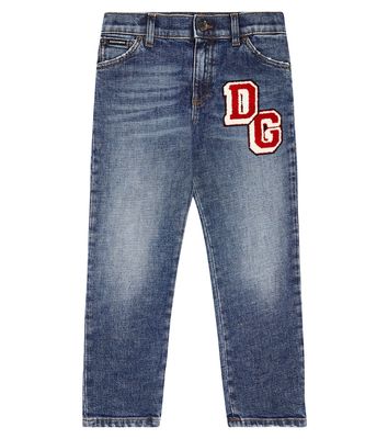 Dolce & Gabbana Kids Embroidered mid-rise jeans