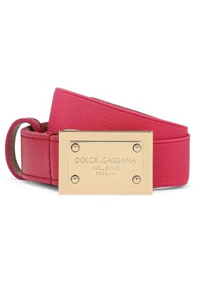 Dolce & Gabbana Kids engraved-logo buckle belt - Red