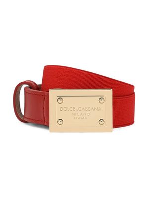Dolce & Gabbana Kids engraved-logo buckle fastening belt - Red
