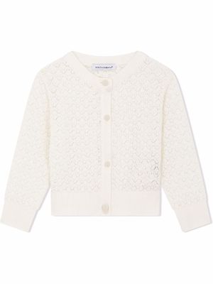 Dolce & Gabbana Kids fan-stitch cotton cardigan - White
