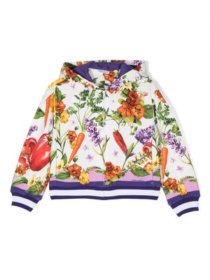 Dolce & Gabbana Kids Farmer-print cotton hoodie - White